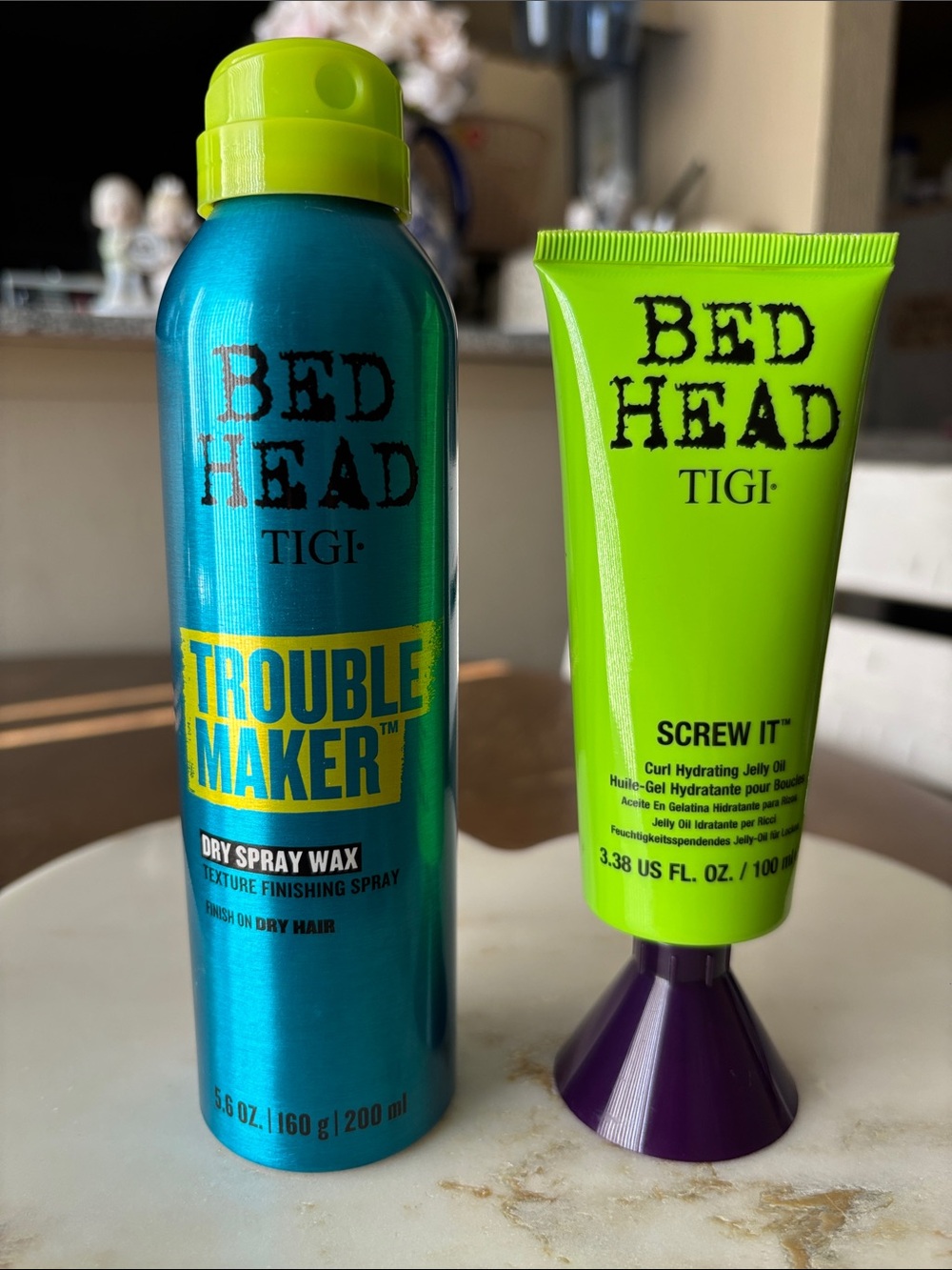 Bed Head Trouble Maker dry spray wax + Screw It curl hydrating jelly oil Bundle